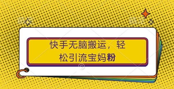 快手无脑搬运，轻松引流宝妈粉，纯小白轻松上手【揭秘】-大齐资源站