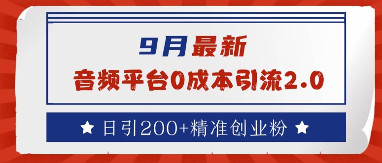 9月最新：音频平台0成本引流，日引200+精准创业粉【揭秘】-大齐资源站