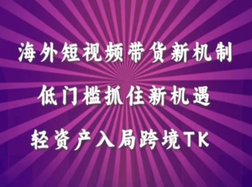 海外短视频Tiktok带货新机制，低门槛抓住新机遇，轻资产入局跨境TK-大齐资源站