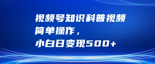 视频号知识科普视频，简单操作，小白日变现500+【揭秘】-大齐资源站