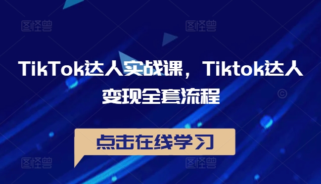 TikTok达人实战课，Tiktok达人变现全套流程-大齐资源站