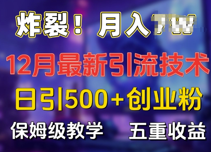 炸裂!揭秘12月最新日引流500+精准创业粉，多重收益保姆级教学-大齐资源站