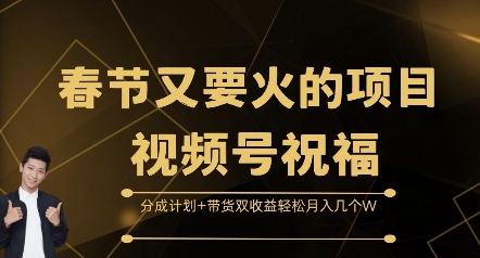 春节又要火的项目视频号祝福，分成计划+带货双收益，轻松月入几个W【揭秘】-大齐资源站