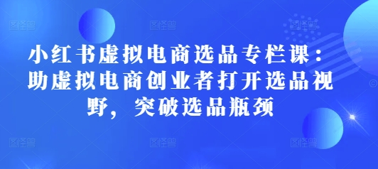 小红书虚拟电商选品专栏课：助虚拟电商创业者打开选品视野，突破选品瓶颈-大齐资源站