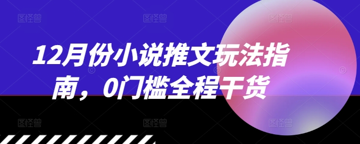 12月份小说推文玩法指南，0门槛全程干货-大齐资源站