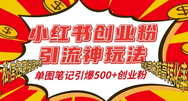 小红书创业粉引流神玩法，单图笔记引爆500+精准创业粉丝，私信狂潮接连不断-大齐资源站