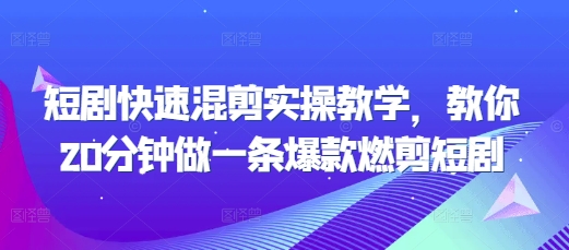 短剧快速混剪实操教学，教你20分钟做一条爆款燃剪短剧-大齐资源站