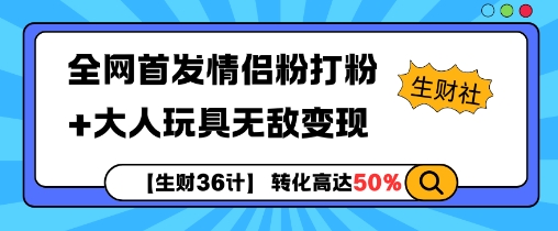 【生财36计】全网首发情侣粉打粉+大人玩具无敌变现-大齐资源站