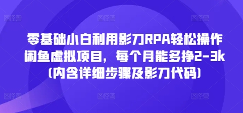 零基础小白利用影刀RPA轻松操作闲鱼虚拟项目，每个月能多挣2-3k(内含详细步骤及影刀代码)-大齐资源站