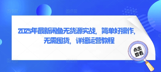 2025年最新闲鱼无货源实战，简单好操作，无需囤货，详细运营教程-大齐资源站